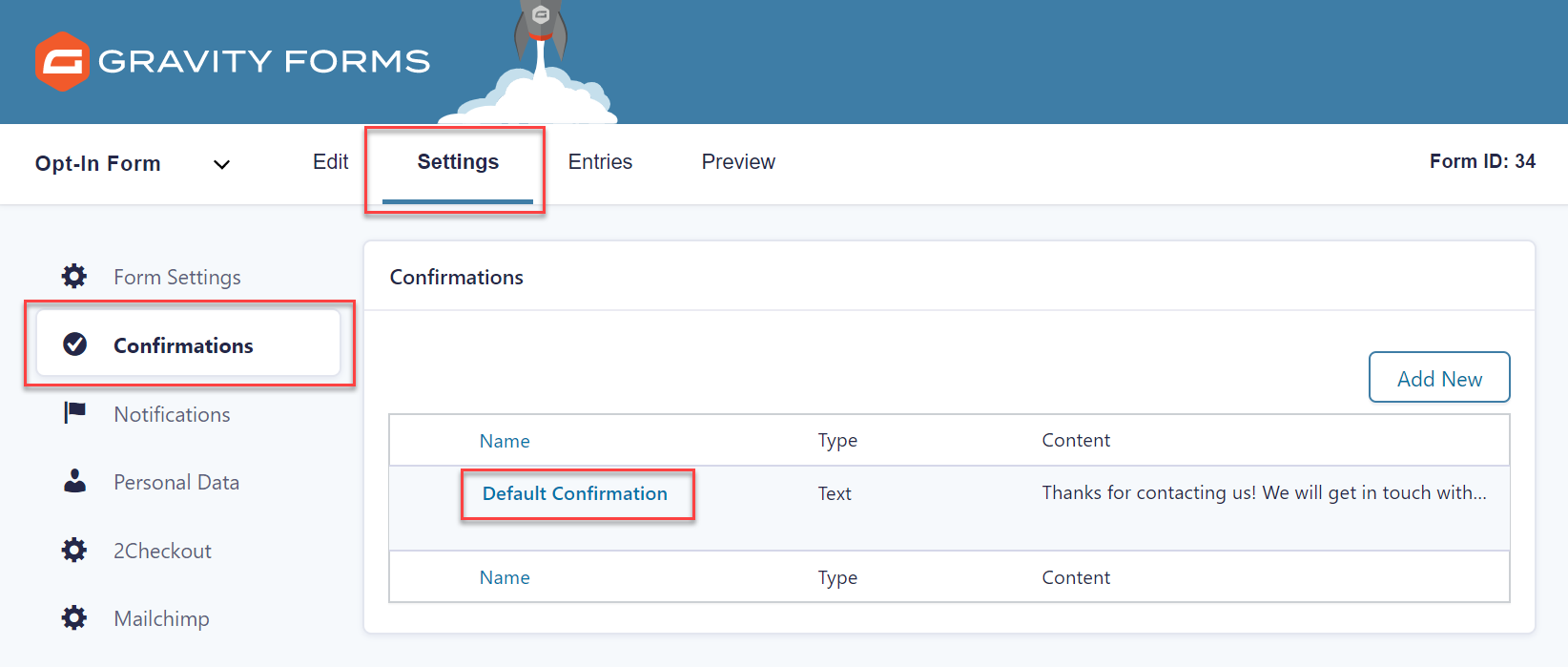 Default Confirmations