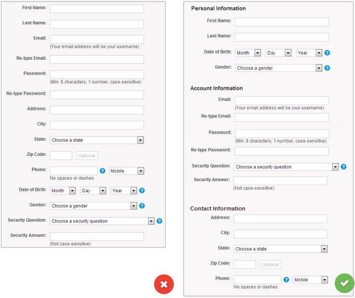 Registration forms