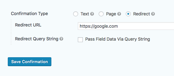 WordPress Form Confirmation Redirect Configuration