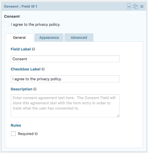Gravity Forms GDPR Consent Field