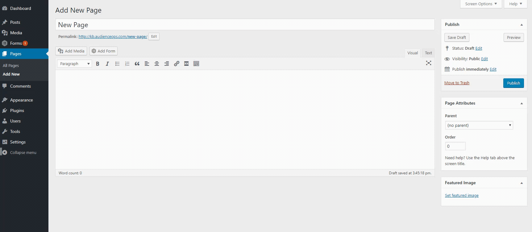 Places to put a contact form
