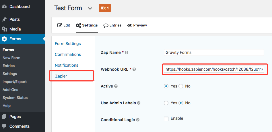 Gravity Forms and Zapier