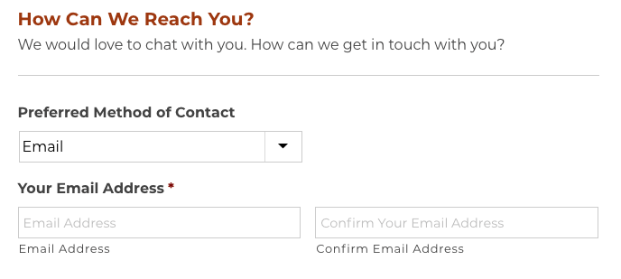 A prompt for contact information.