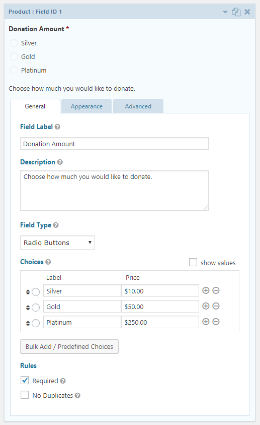 Online donations