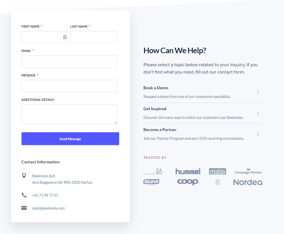 Contact forms