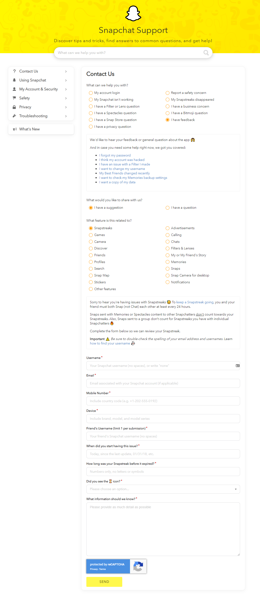 Contact forms