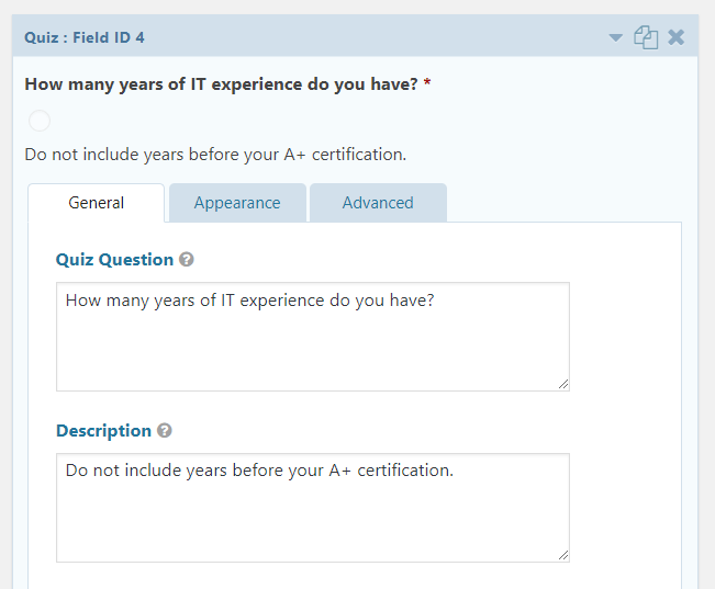 Quizzes with Gravity Forms