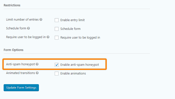 Spam form entries
