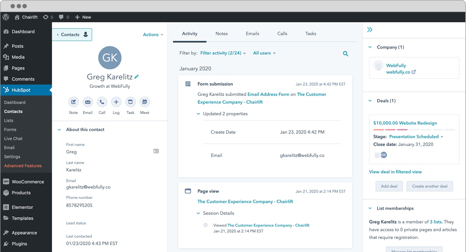 Best CRMs to Use With WordPress: HubSpot