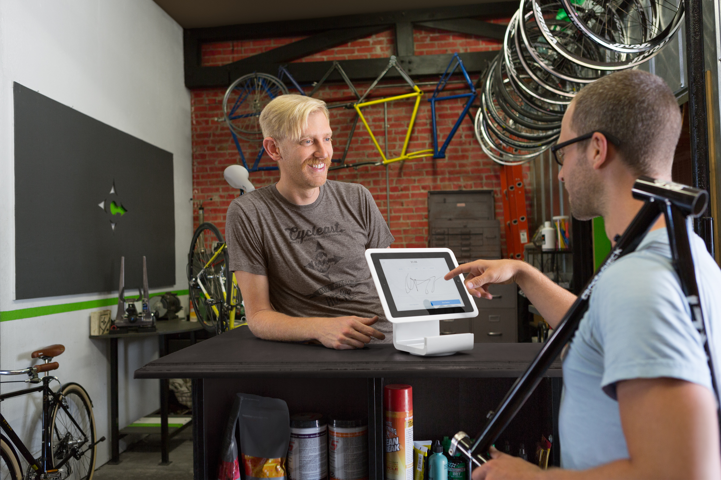 Square reader in bike shop