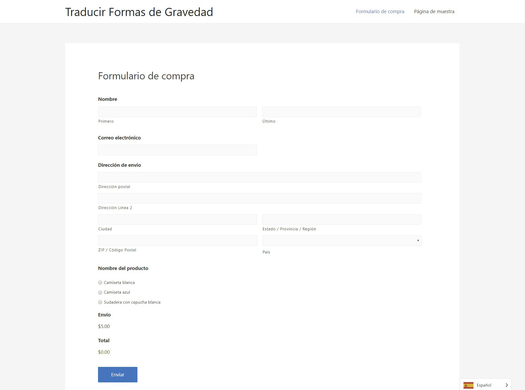Spanish Multilingual WordPress Form