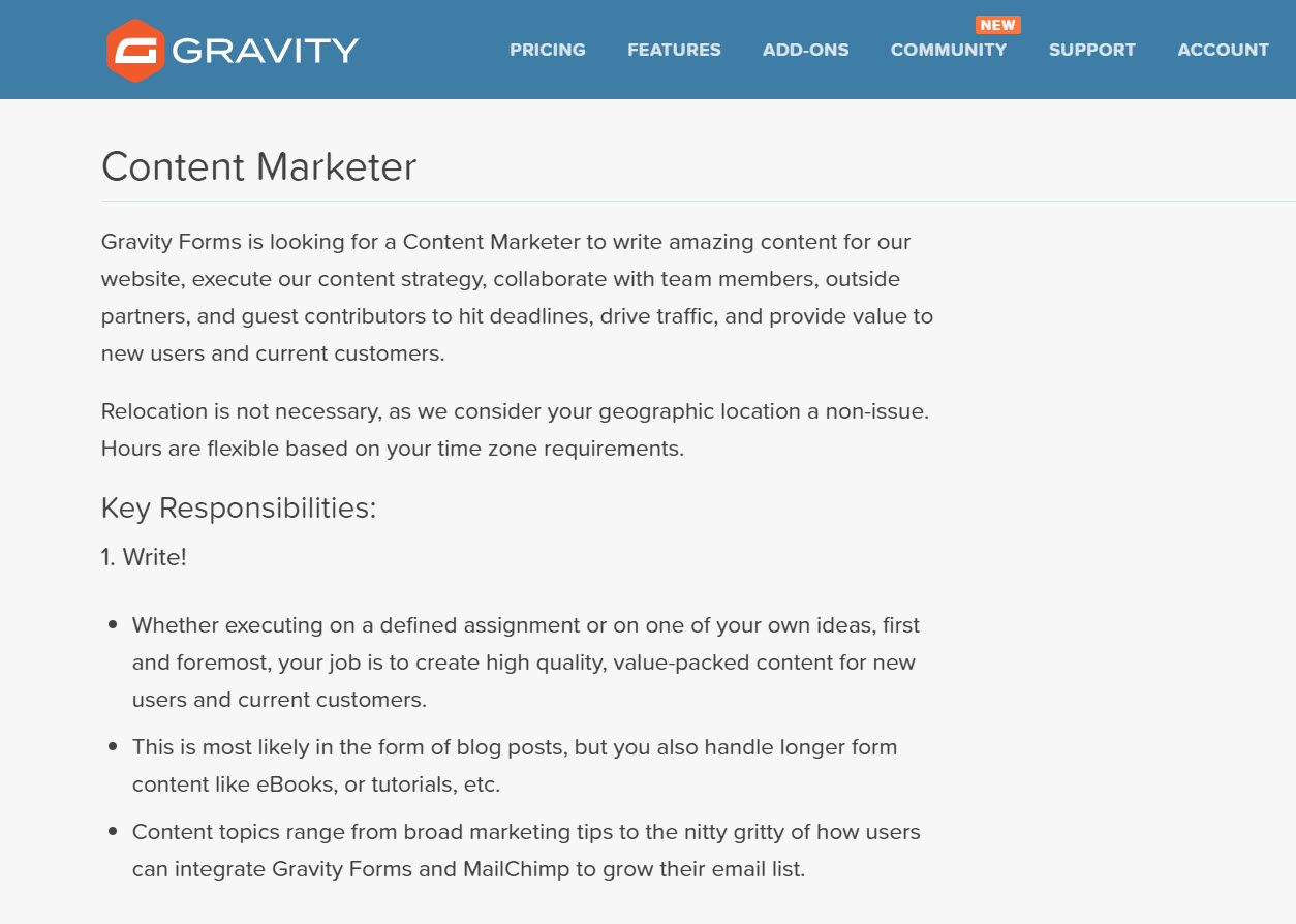 Content Marekter Page