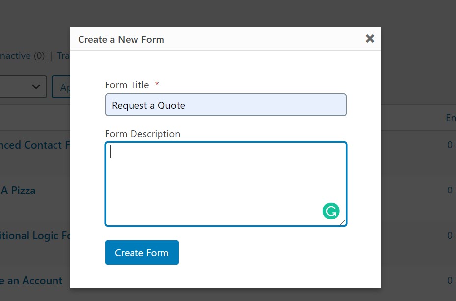 Create New Form