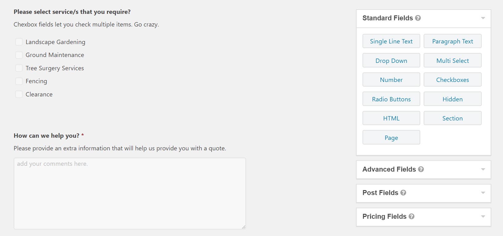 Request a Form - Checkboxes