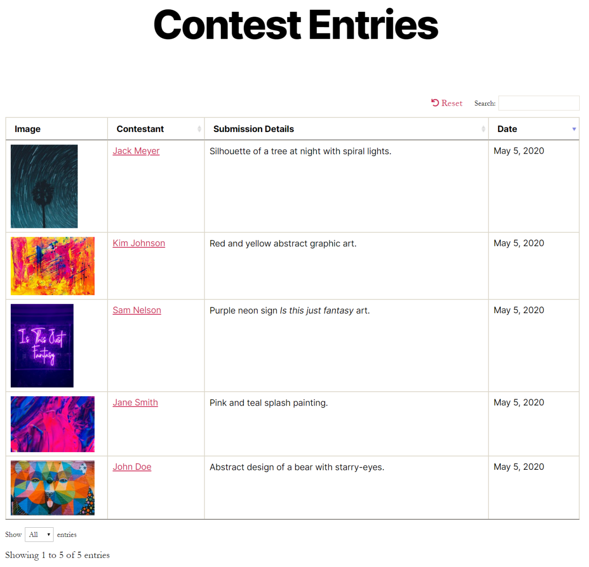 wordpress-frontend-post-table
