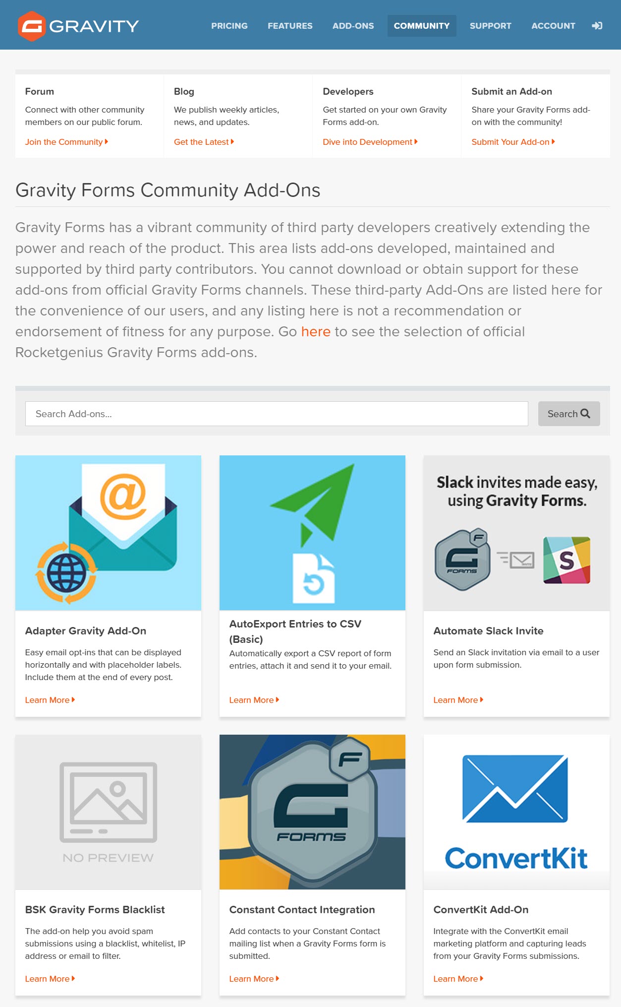 Community Home Page