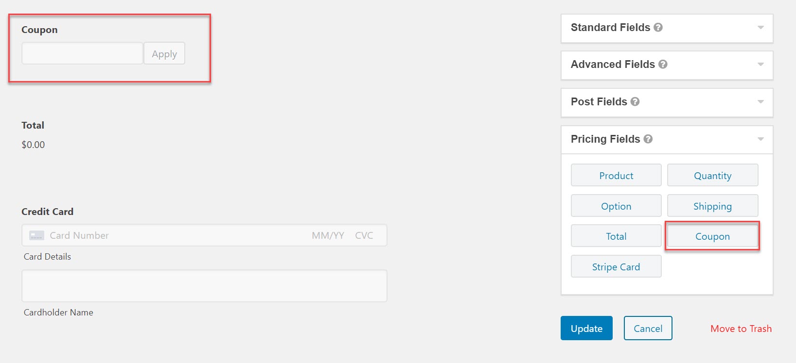 Coupon Form Field - engage with your customers online