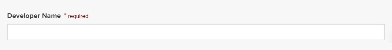 Developer Name - Required