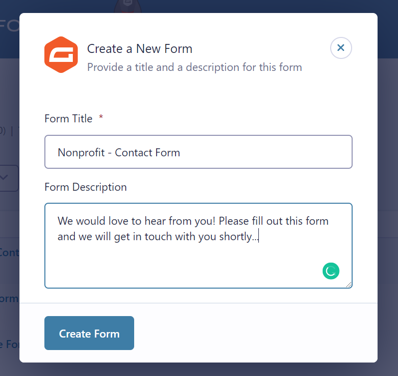 Create a New Form