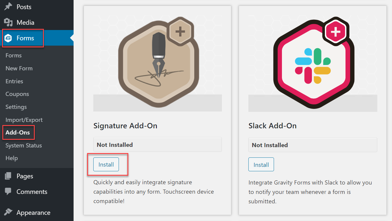 Install Signature Add-On