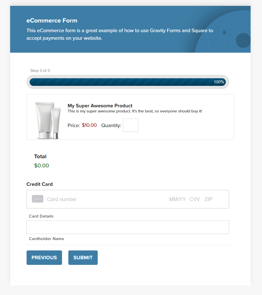 Square Ecommerce Form