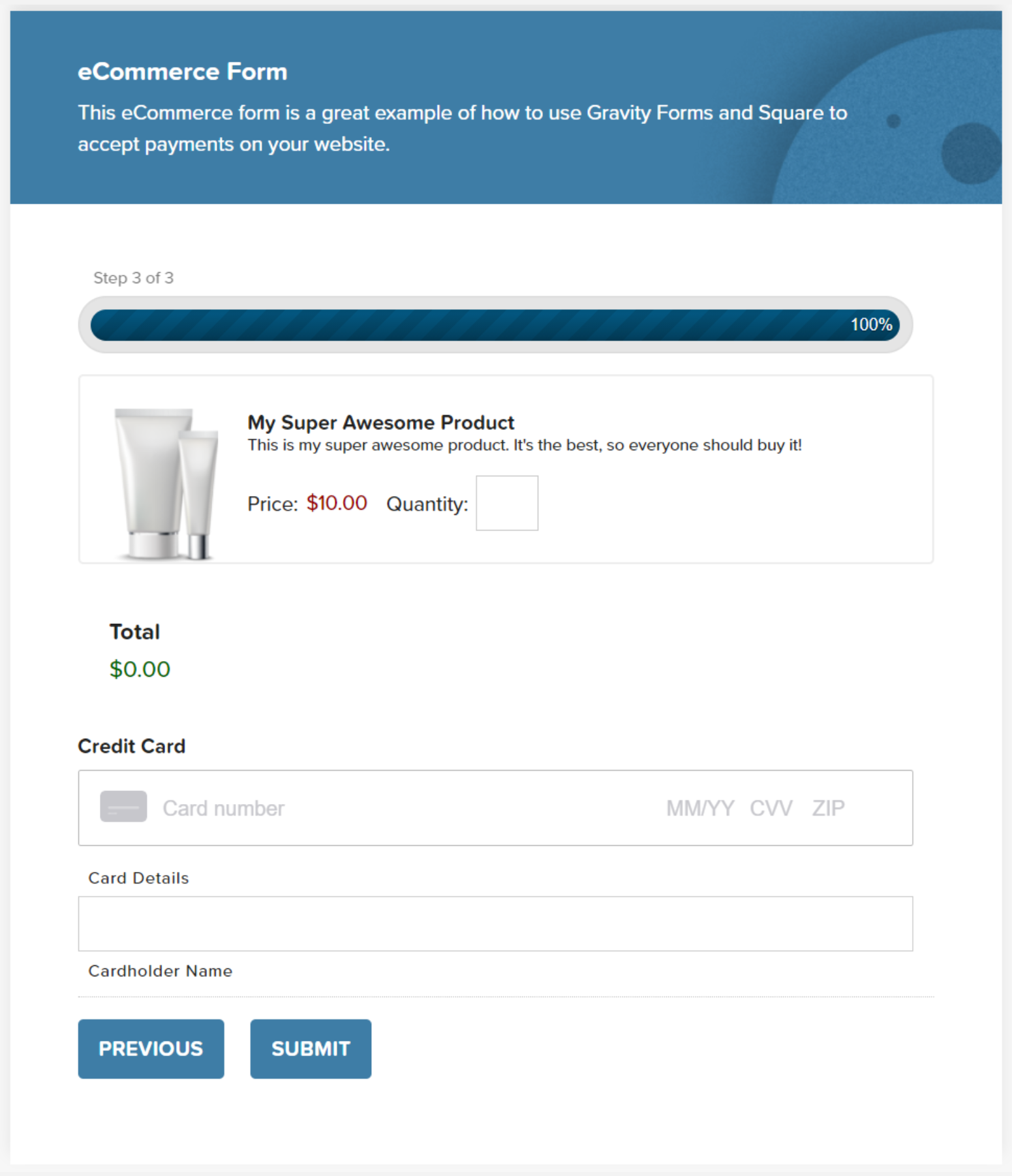 eCommerce Form