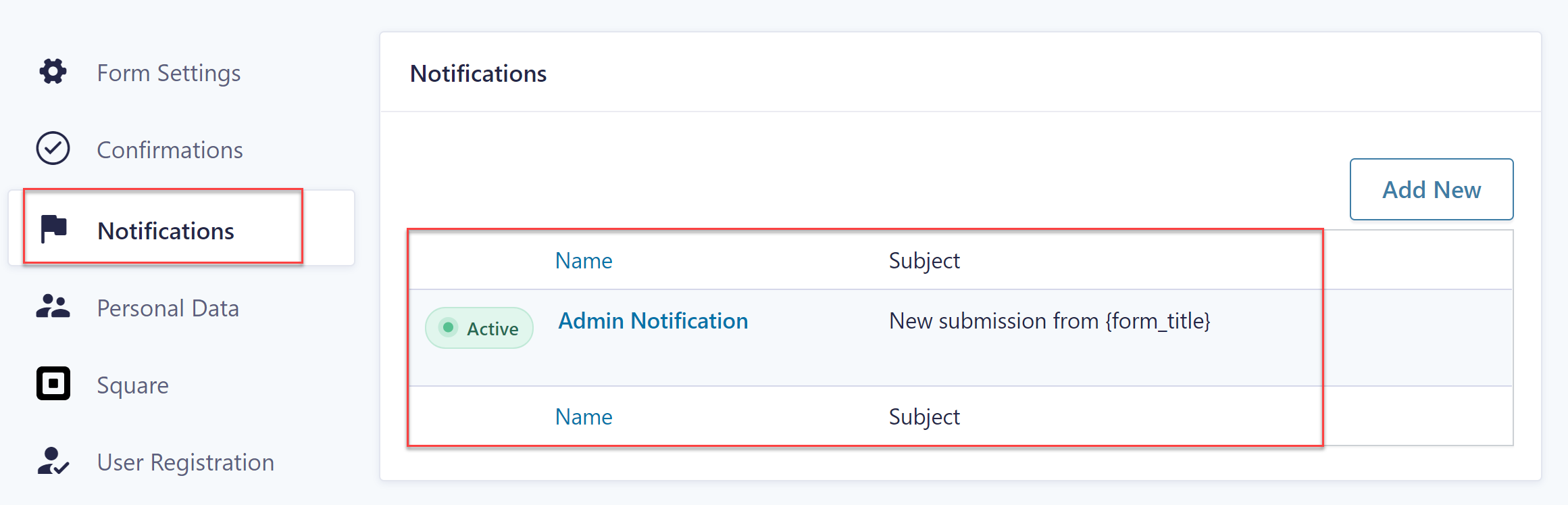Default Notification