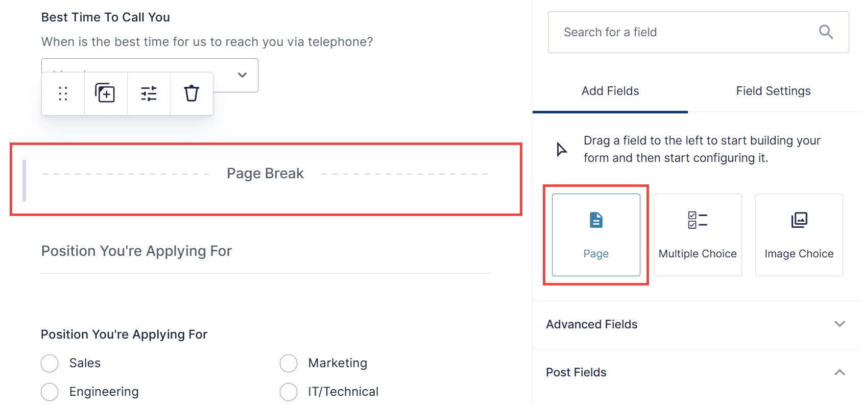 Gravity Forms Page Break Field