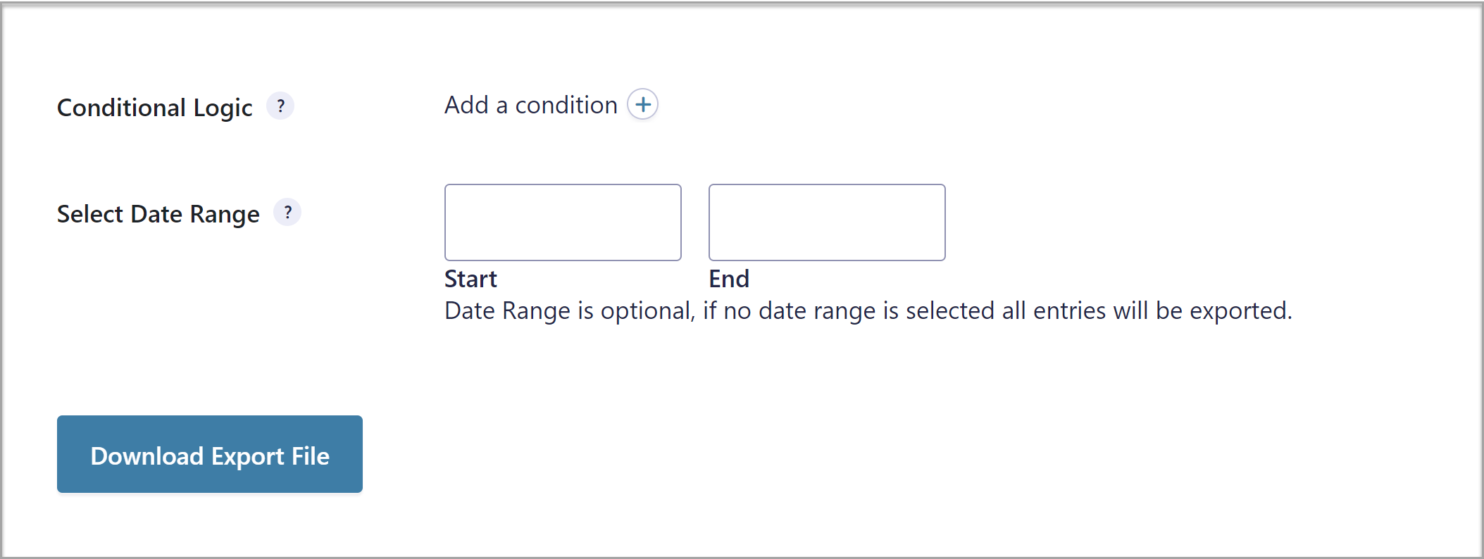 Conditional Logic Export Entries