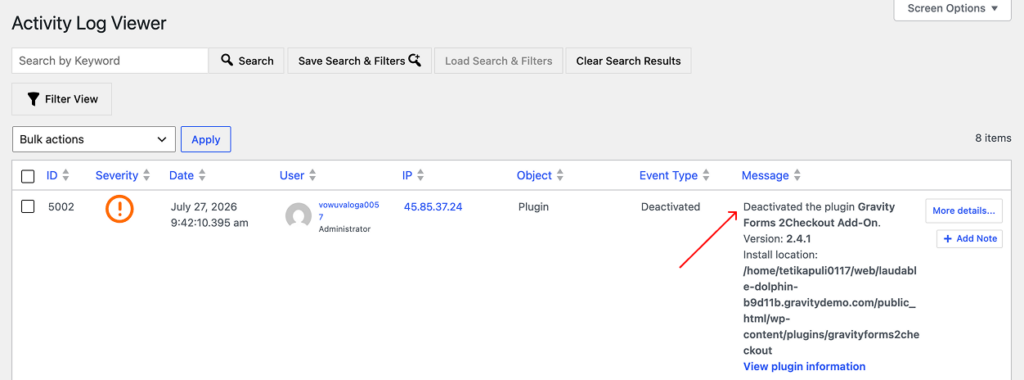 Plugin deactivation activity in viewer
