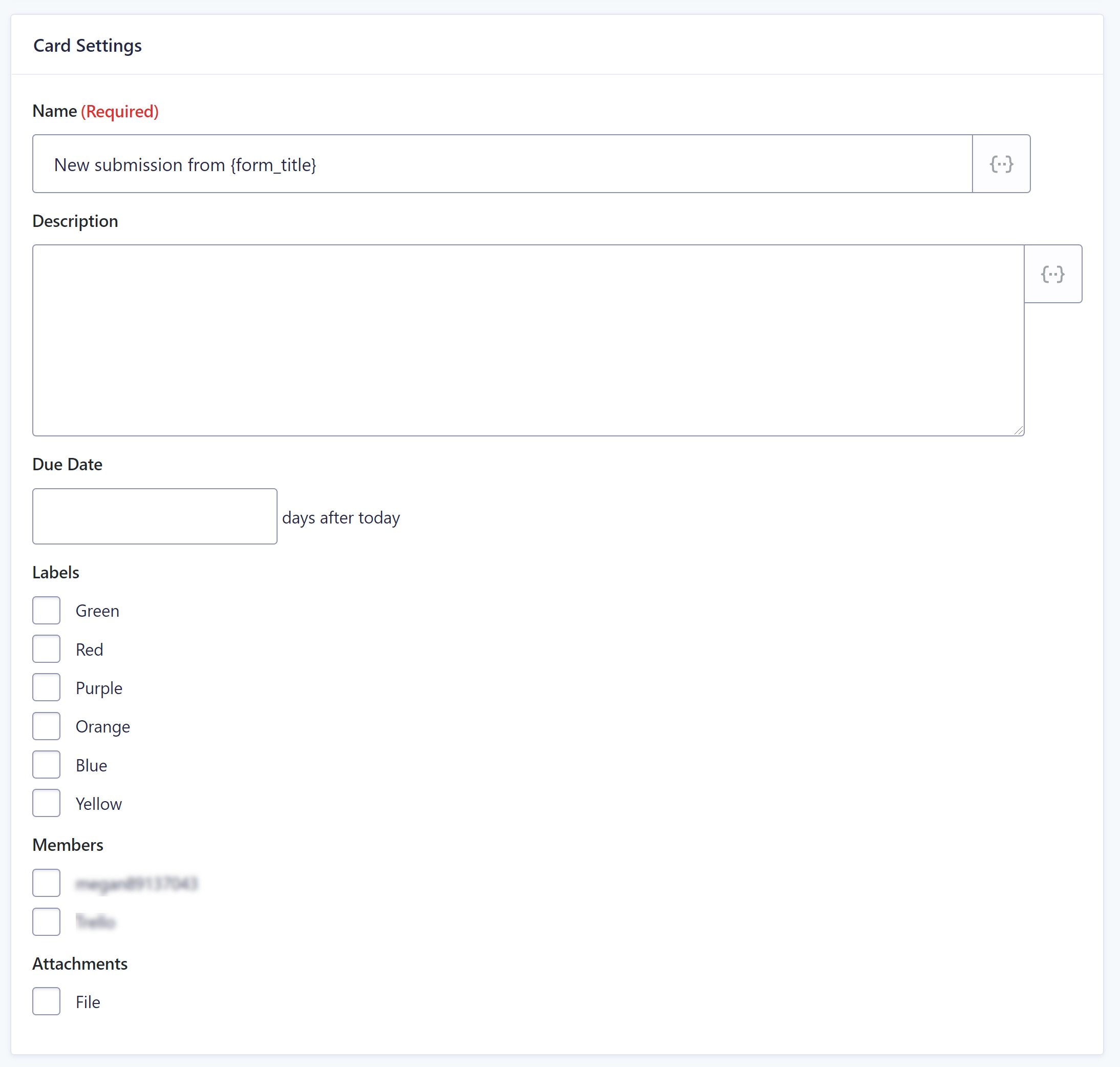 Card Settings