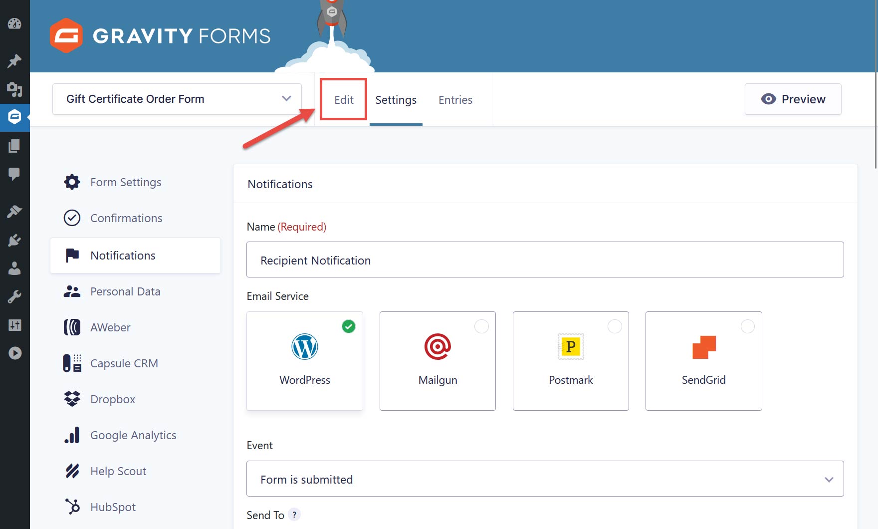 Form Edit Button