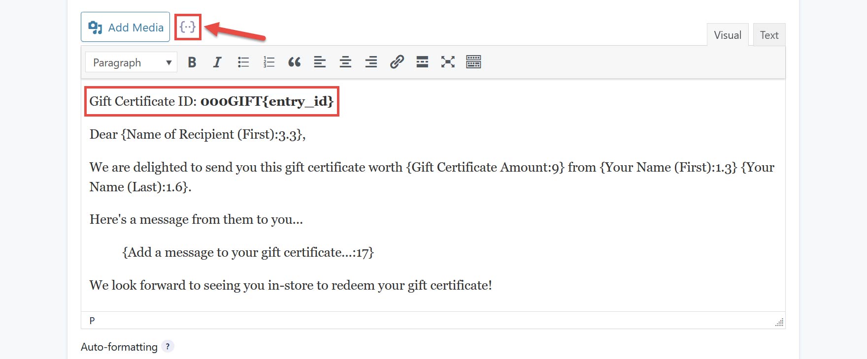 Merge Tags Example