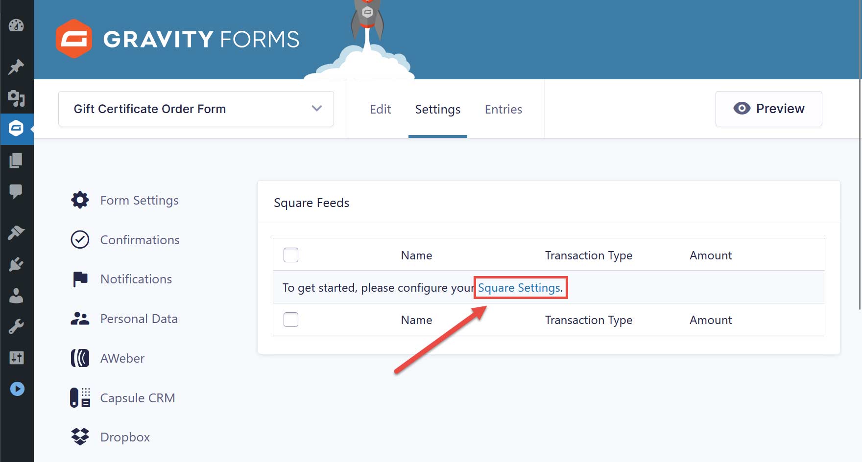 Form Feed Settings