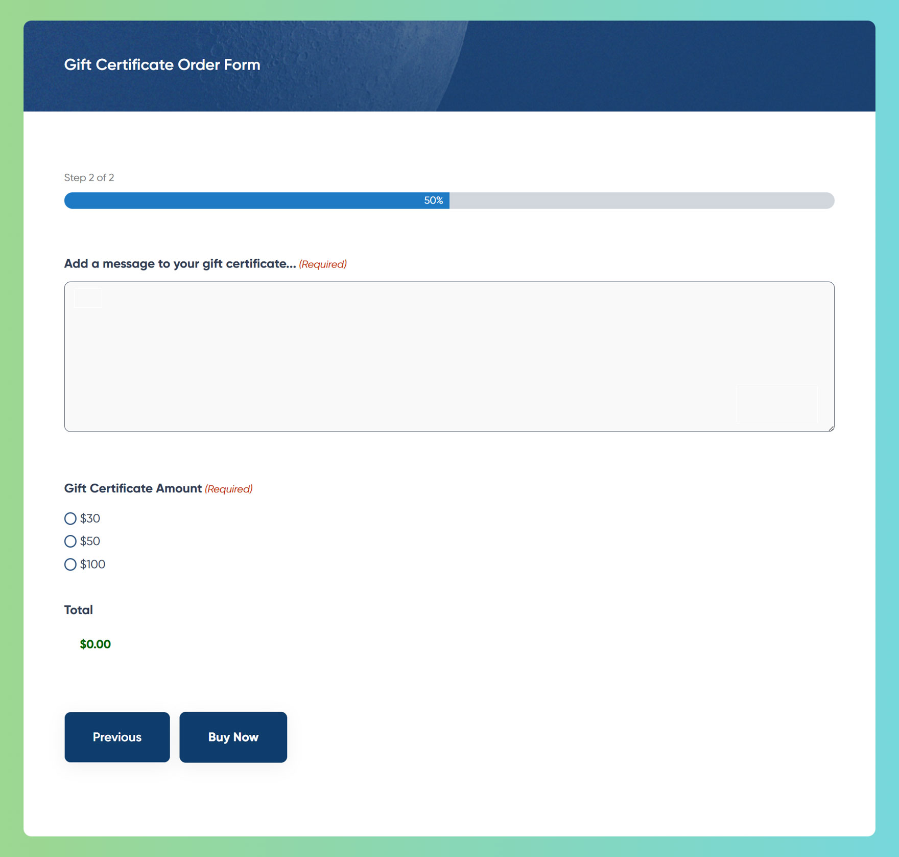 Payment Form Section
