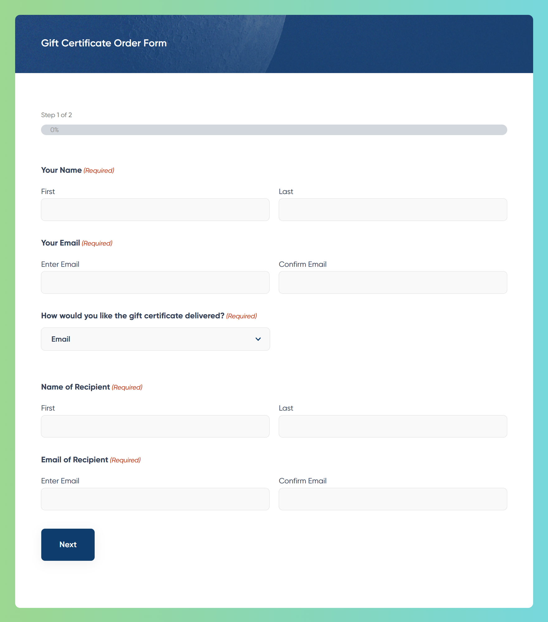 Gift Certificate Order Form Template