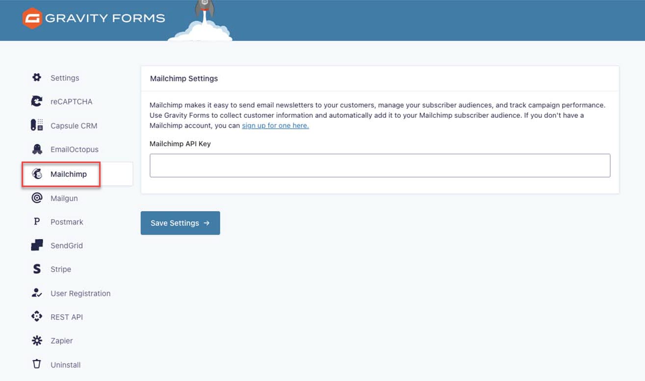 Mailchimp Settings