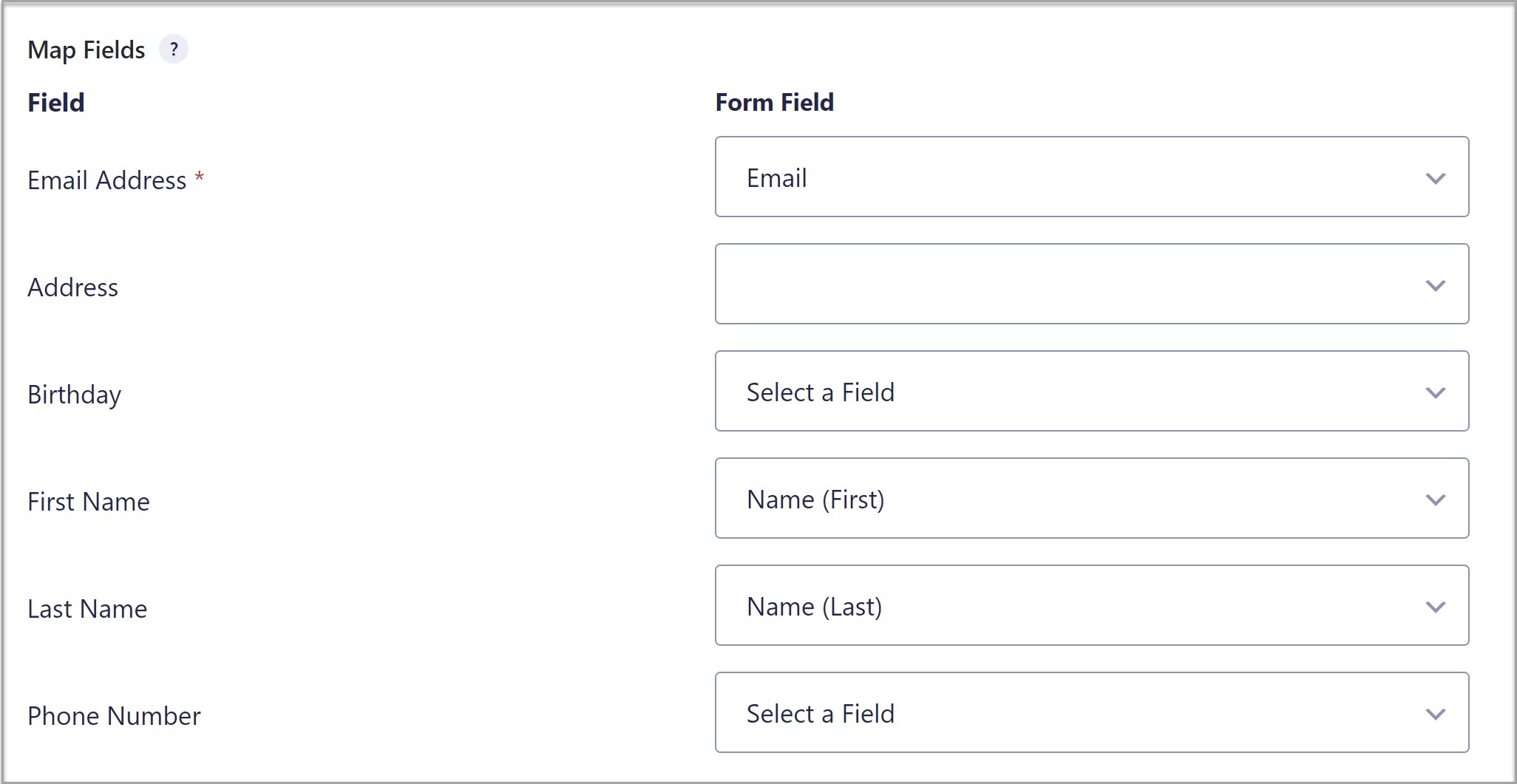 Map Fields