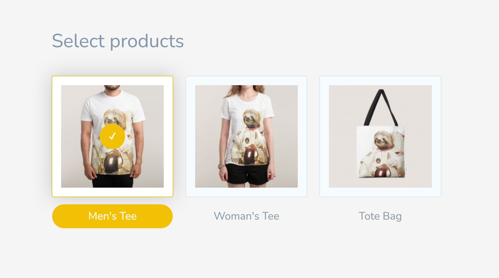 JetSloth Image Choices