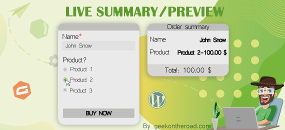 Live Summary for Gravity Forms