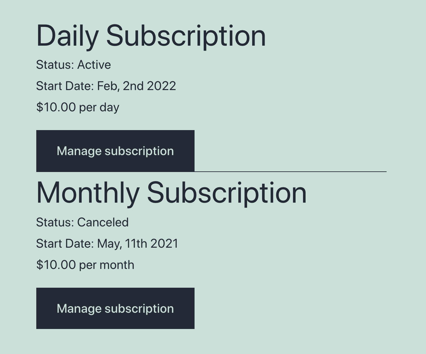 Manage Subscription