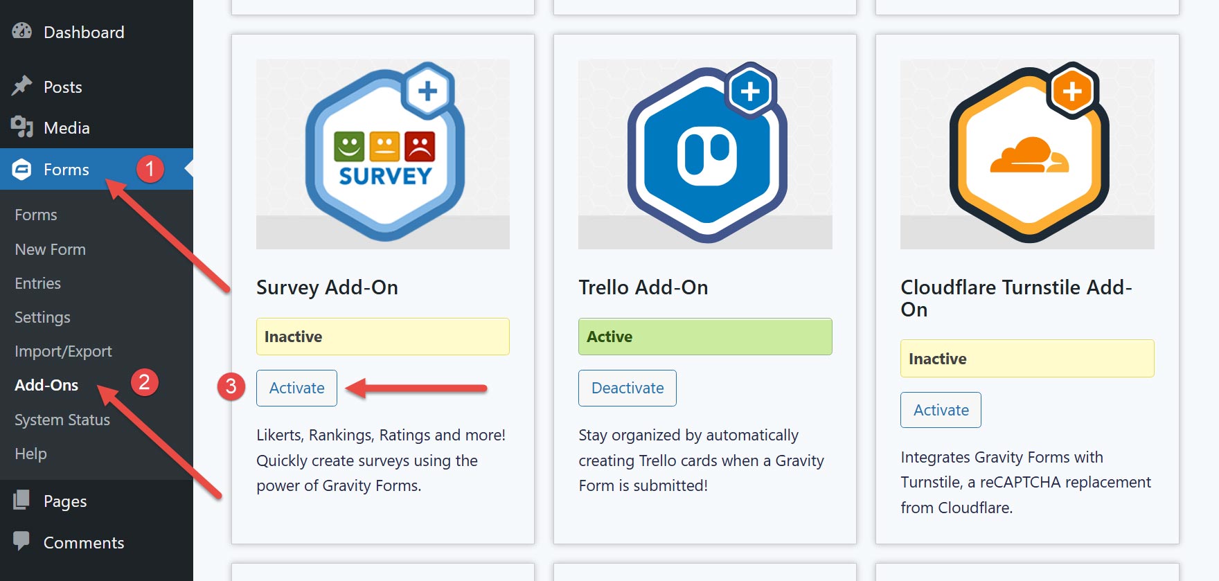 Activate Survey Add-On