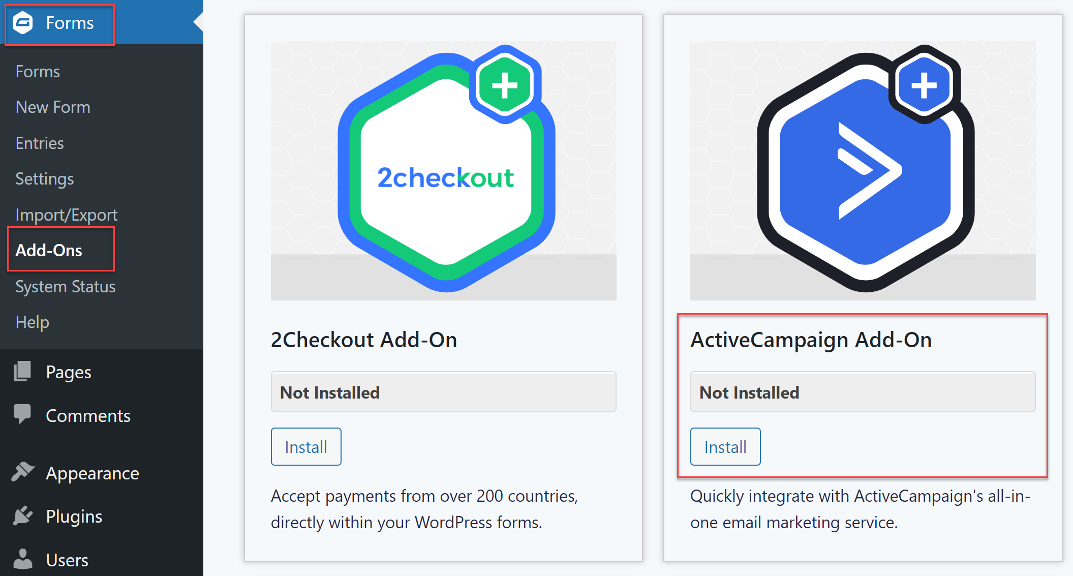 ActiveCampaign Add-On Install