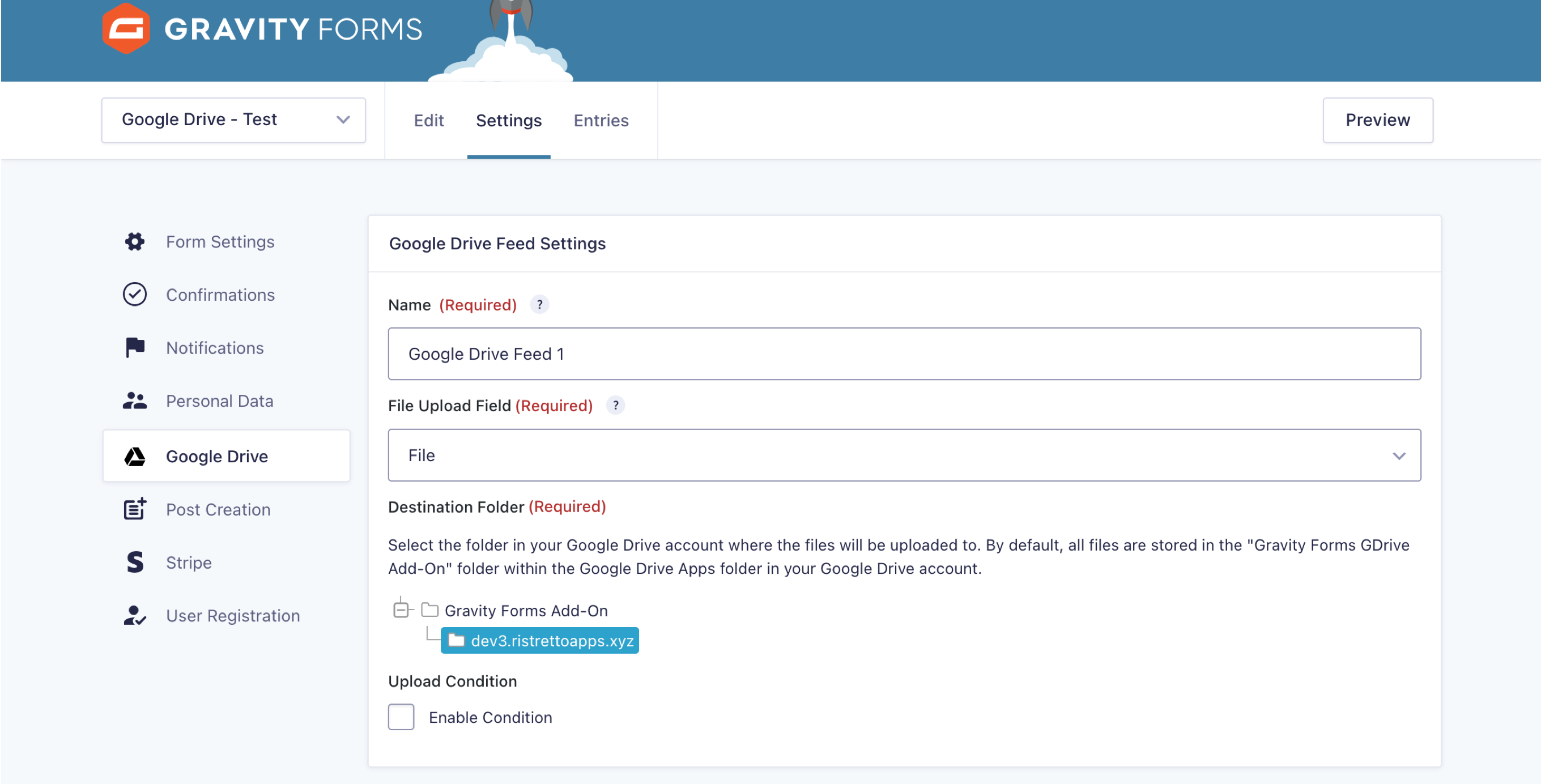 GDrive File Uploader for Gravity Forms