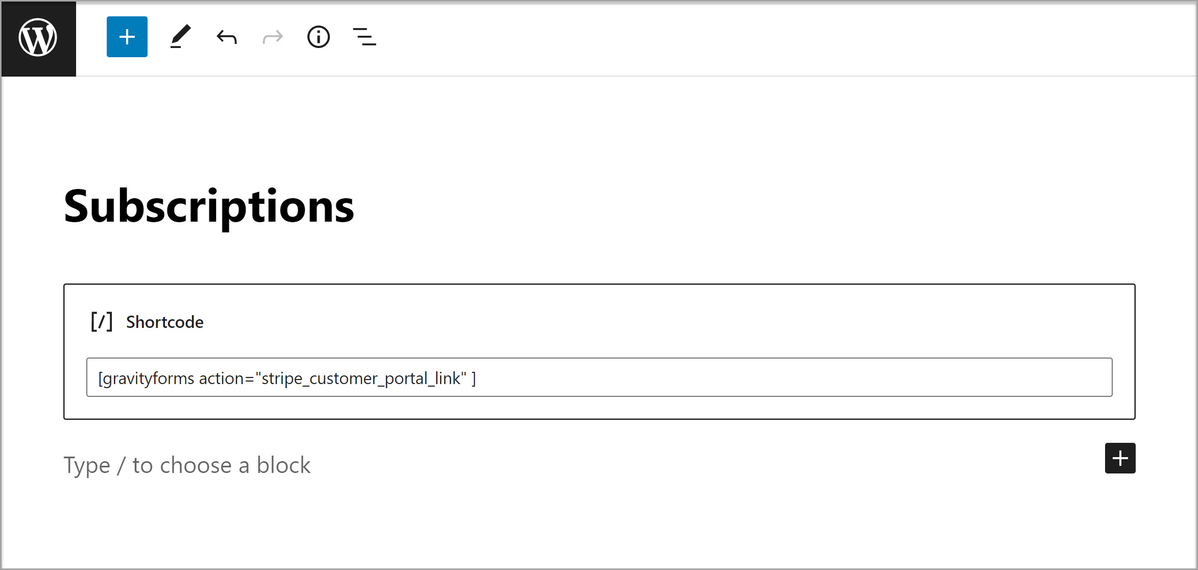 Stripe Shortcode Action