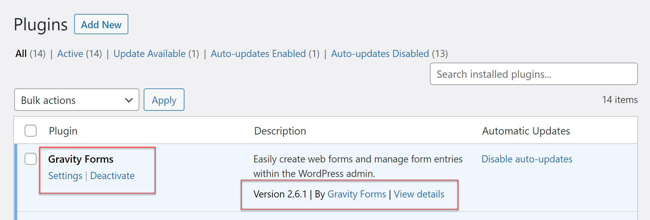Update Gravity Forms