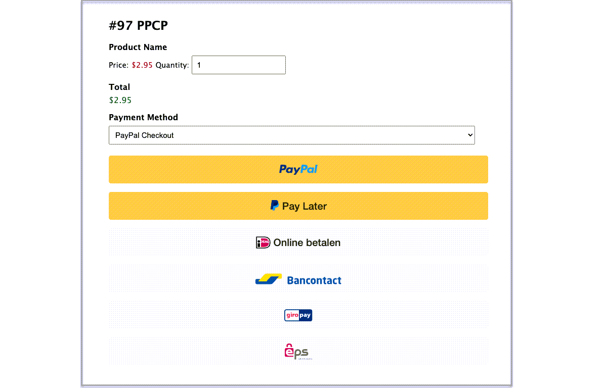PayPal Checkout Additional Payment Buttons
