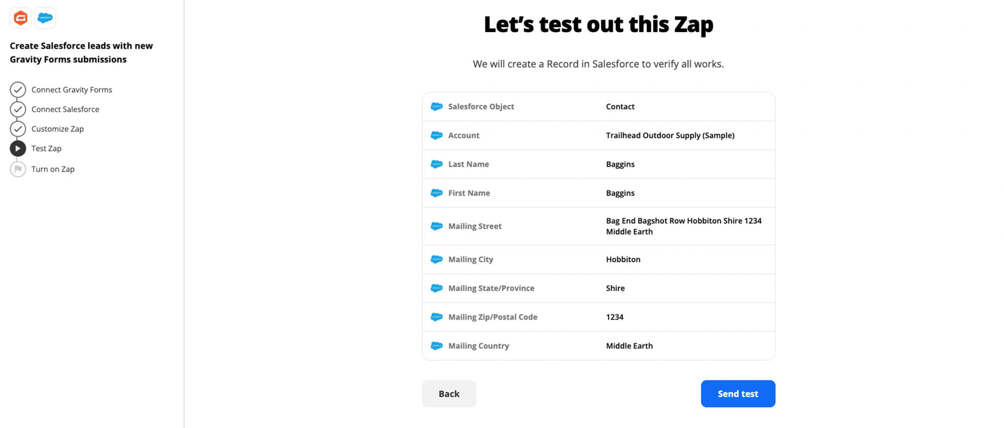 Testing the zap