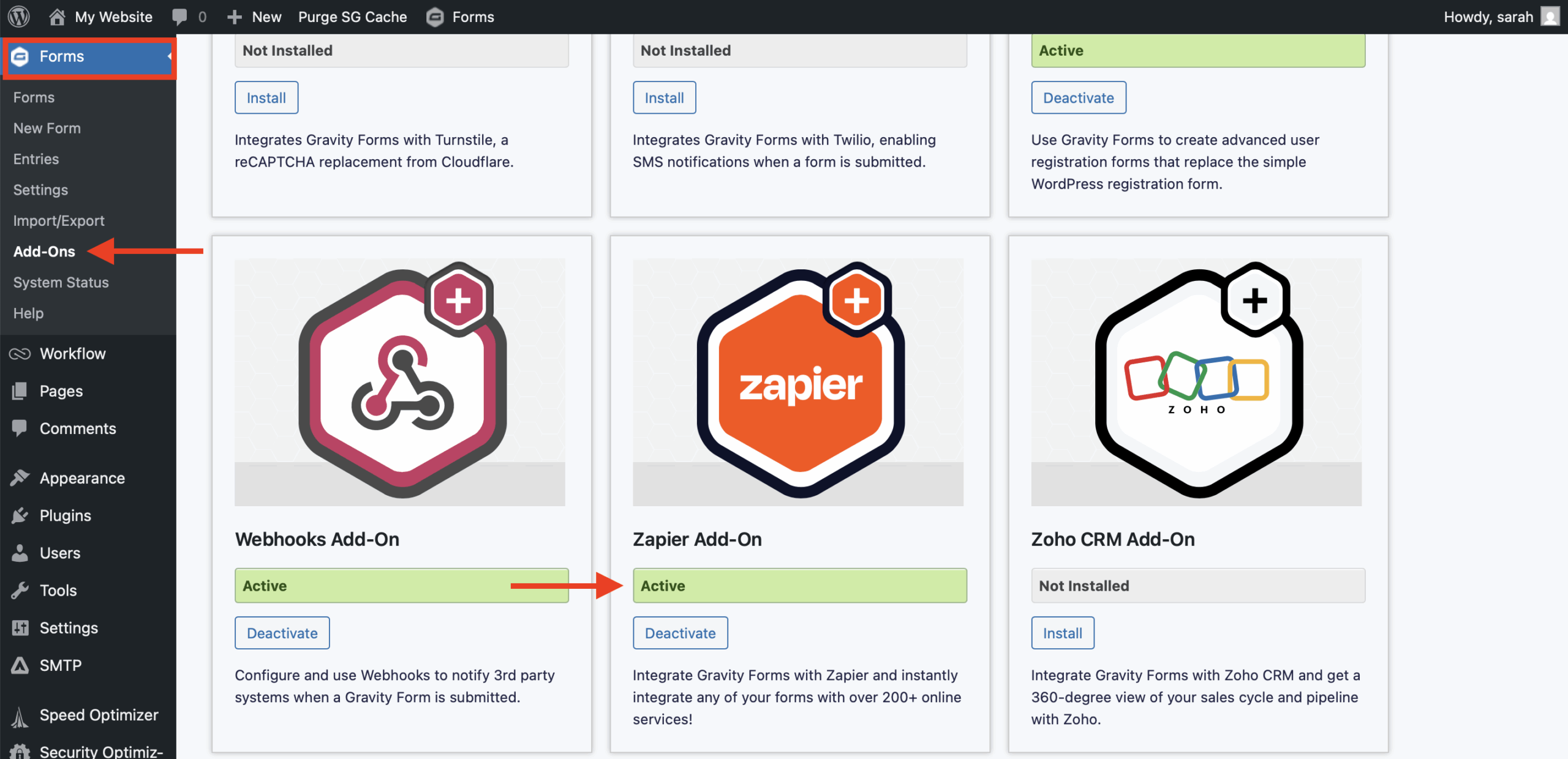 Install Zapier Add-On