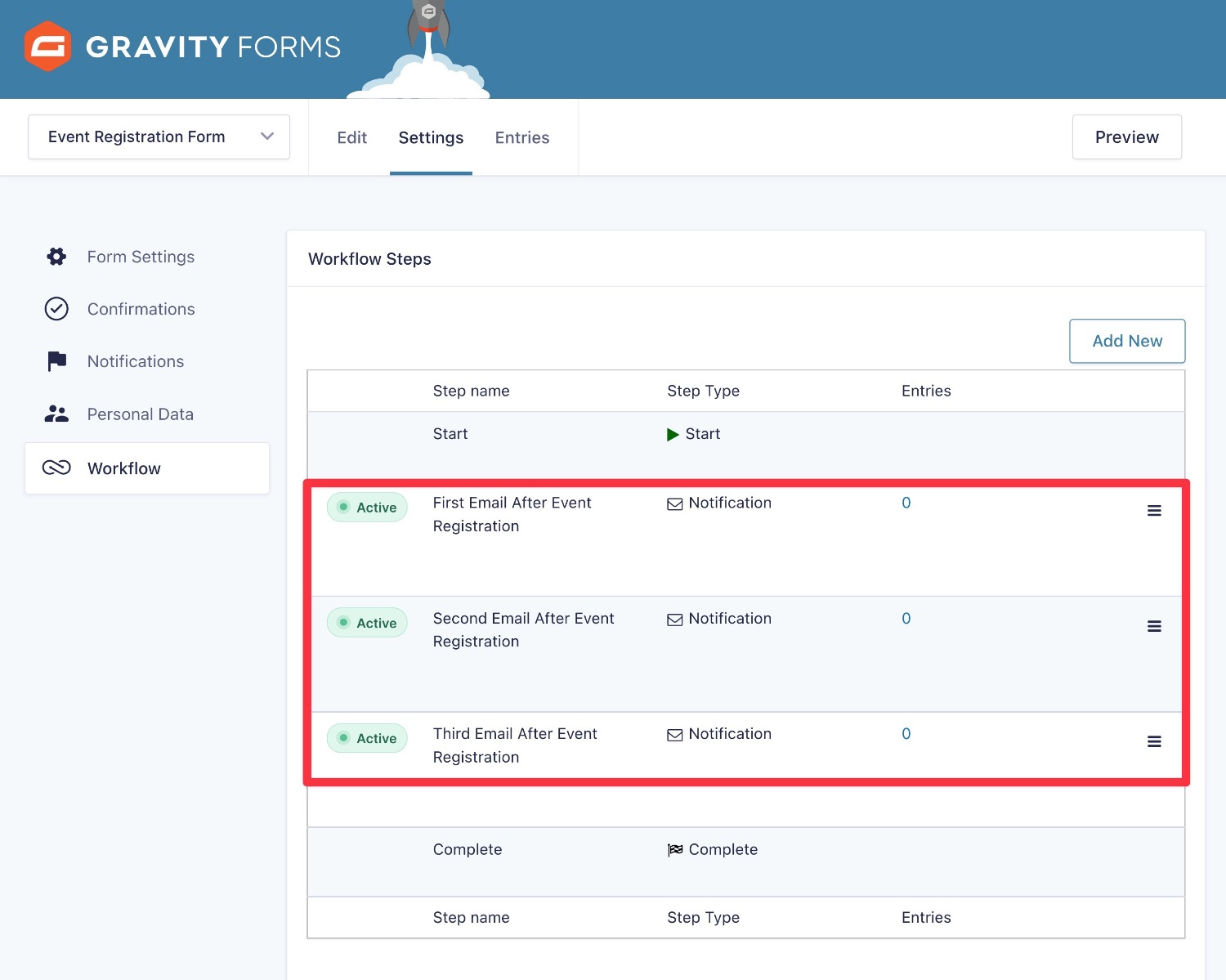 Example of multi-email drip sequence